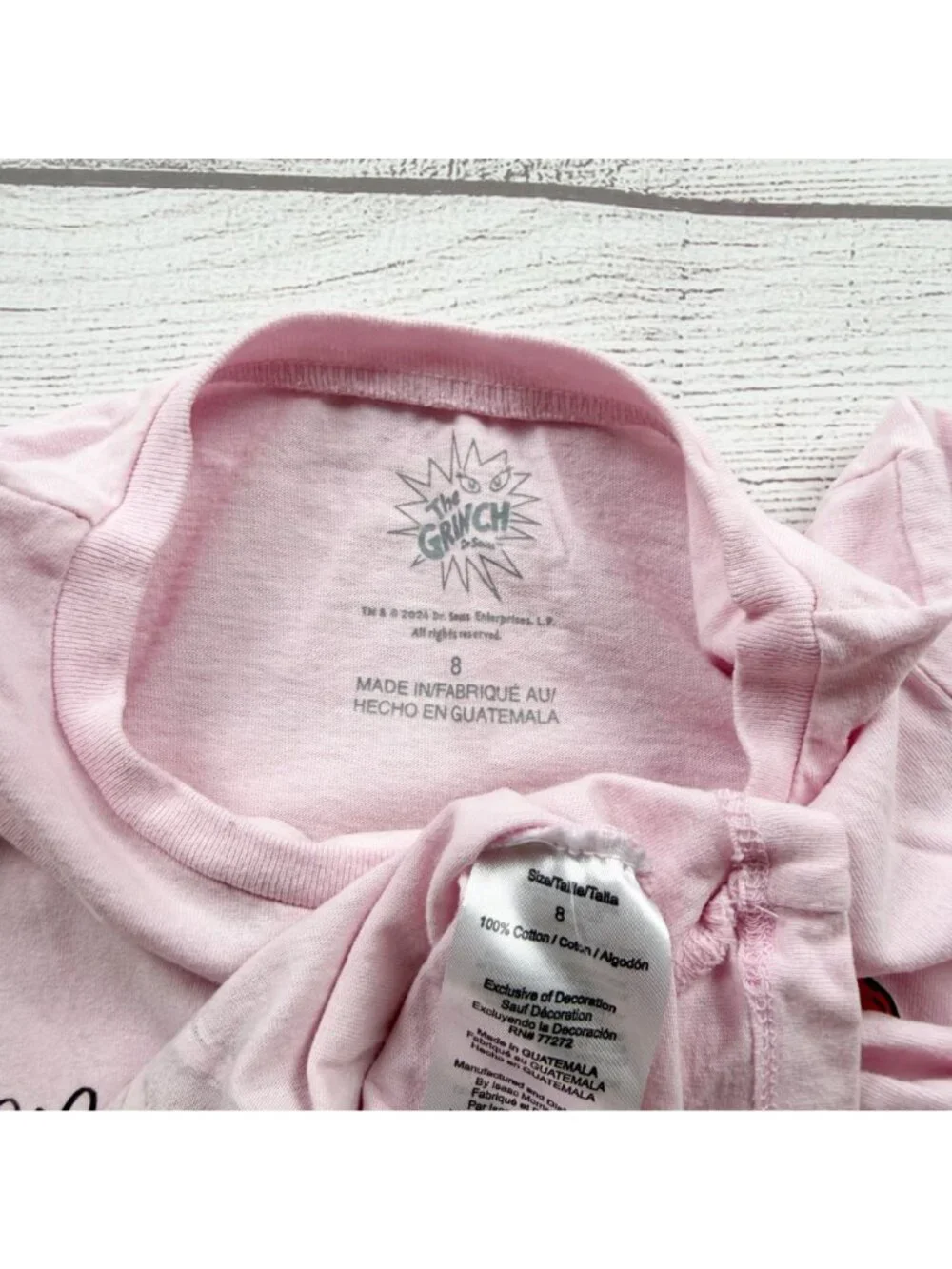 Dr. Seuss The Grinch Pink Long Sleeve Girls Graphic Shirt Christmas Design 8